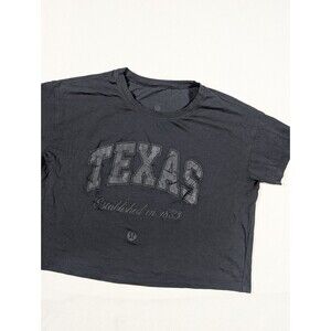 Lululemon University of Texas Longhorns Cates Black Tee Cropped Athleisure Sz 4